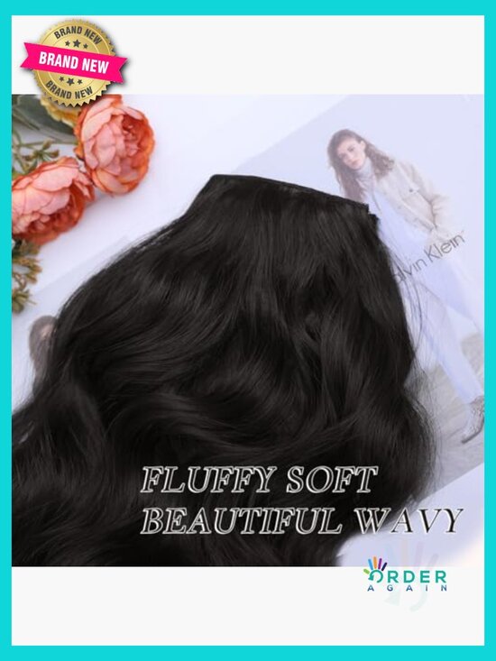 24 Inch Wavy Curly Clip In Hair Extensions Synthetic 6 Pieces Long Volume